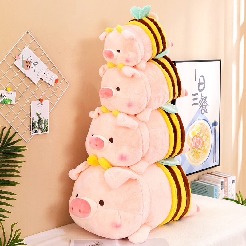 Adorable Bee Pig Plushie Dengan Isian Bahan Katun Pp Cocok Untuk Cuddling Dan Mendekor