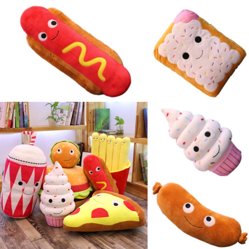 Faux Food Plushies Hamburger Fries Dan Ice Cream Cocok Untuk Playtime