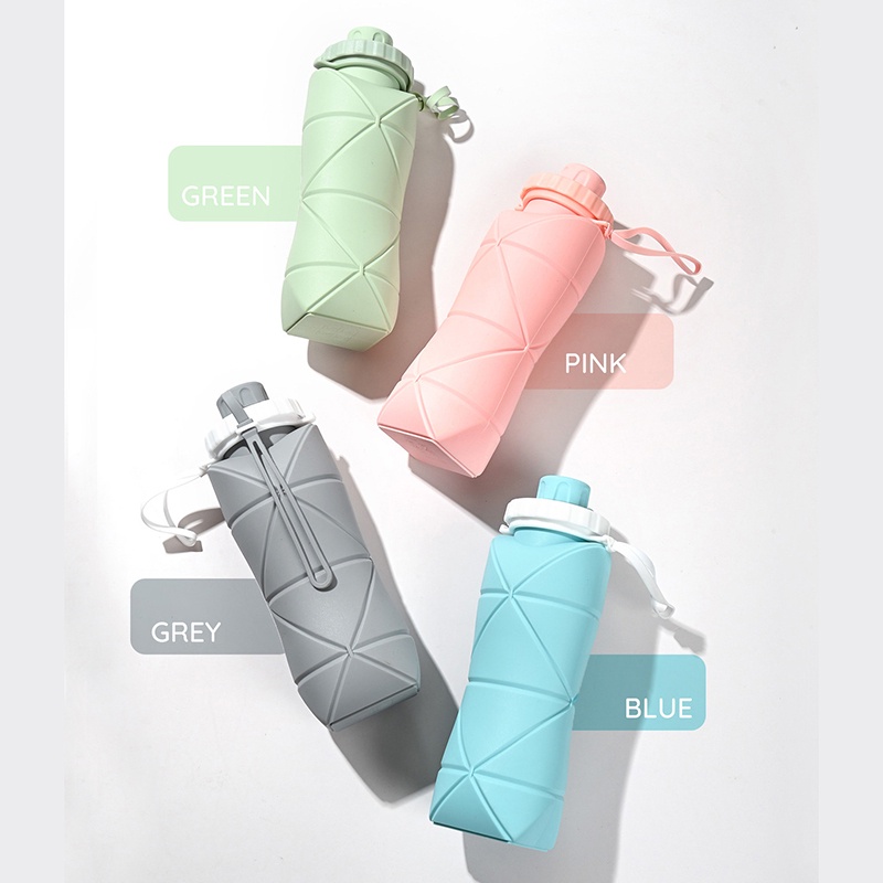 Botol Air Lipat Silikon Portabel Reusable BPA Free Kapasitas Besar Travel Gym Anak Collapsible Bottles