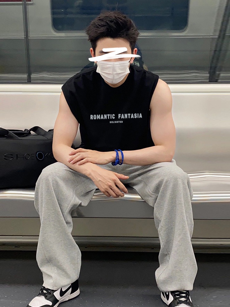 KAOS PRIA American Sleeveless Tank Top Men's Summer Fashion Brand Pure Cotton Men's Sports Fitness C