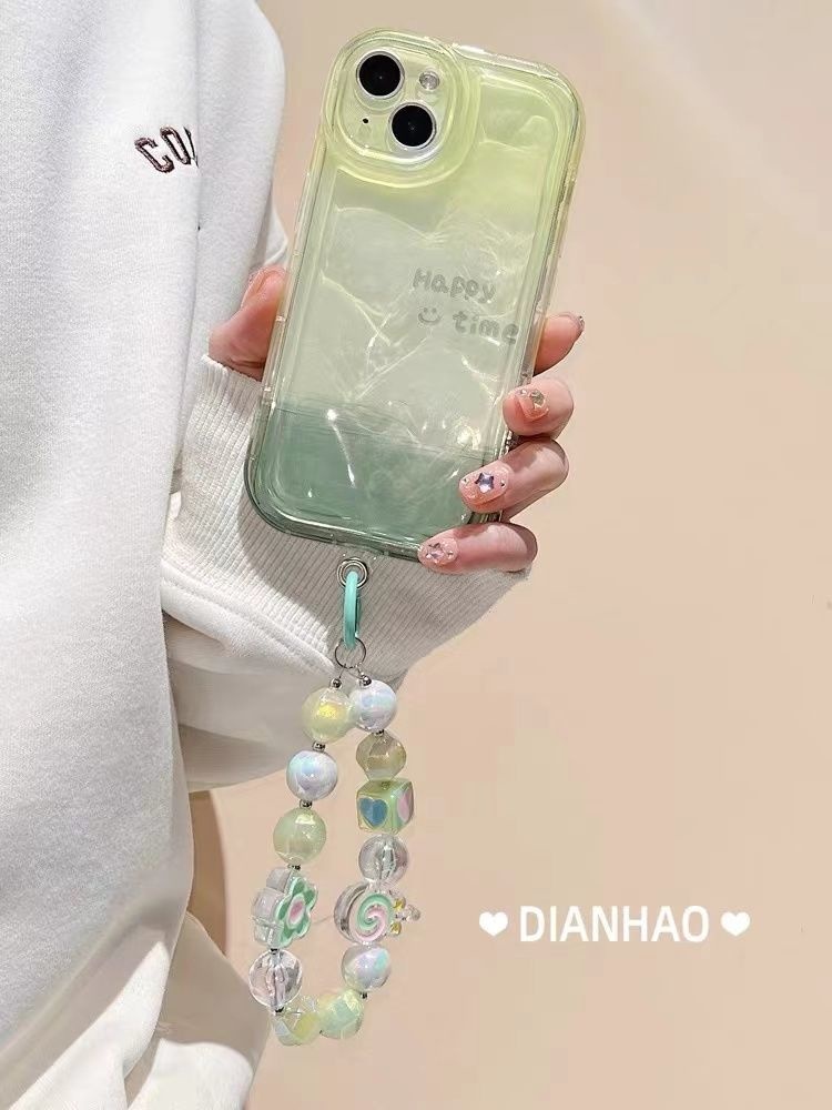 IPHONE Minimalist Ins Gradient Green Meteorite Pattern Chain Design Phone Case Kompatibel Dengan Iphone12 13 14 11 Pro Max X Xs Max Xr Jjhy