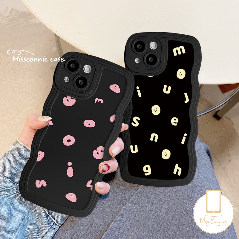 Case Pasangan Untuk Infinix Hot 12i 10Lite 11s 20 9 10s 10 20s 8 12 Pro Smart 4 6 5 Plus Panas10 9 11 12 Play Note 10Pro 12 G96 Ins Simple Kartun Alphabet Smile Wavy Edge Soft Case