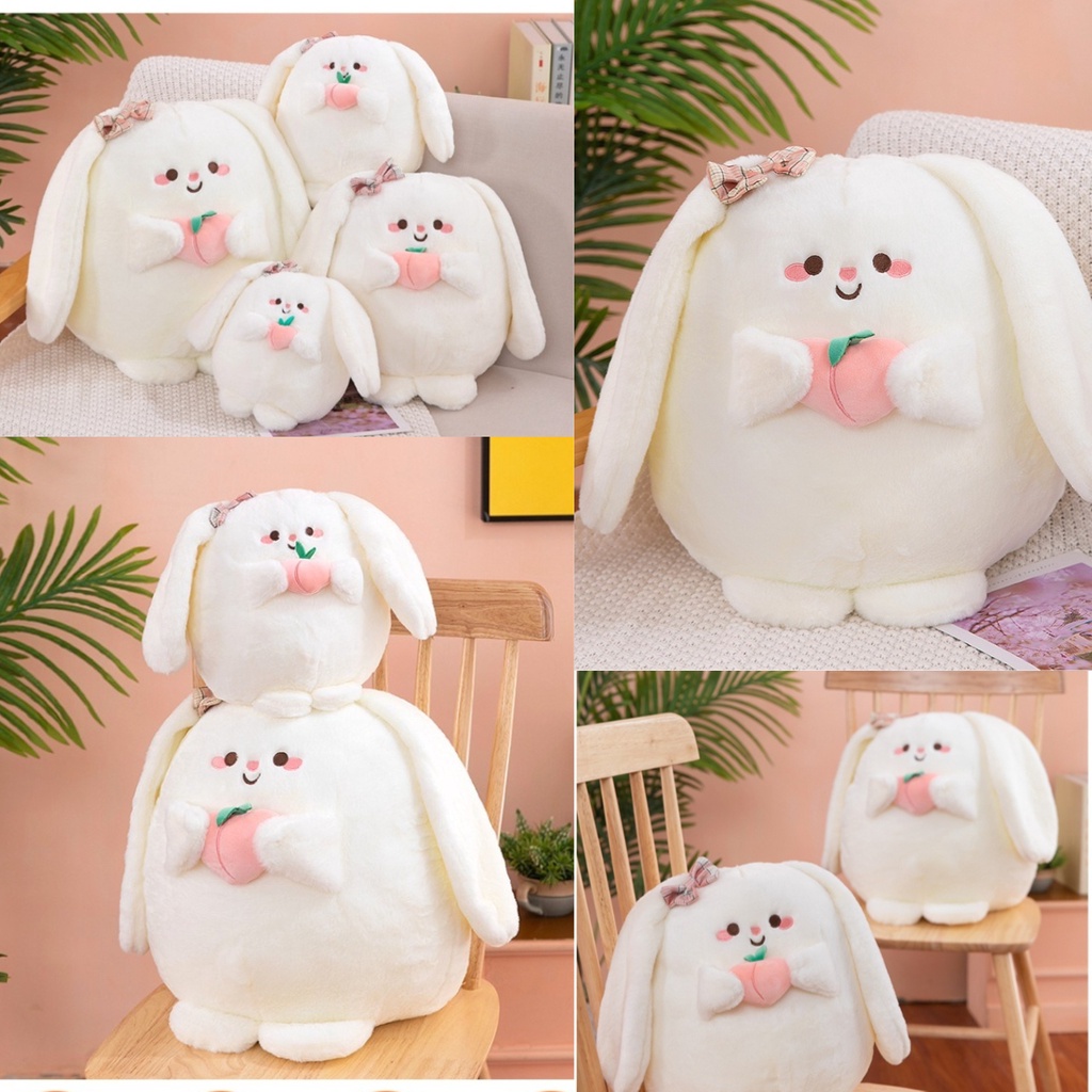 Fuzzy Bunny Peach Plushie Bantal Anak Perempuan Boneka Bantal Binatang Nyaman