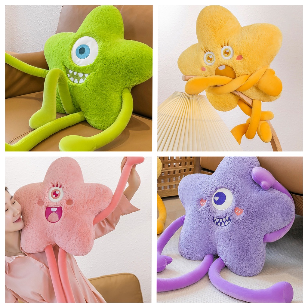 Mainan Boneka Plush Lembut Dan Halus Untuk Anak-Anak, Bentuk Monster Bintang Dalam Bulu Pendek, Tersedia Grosir