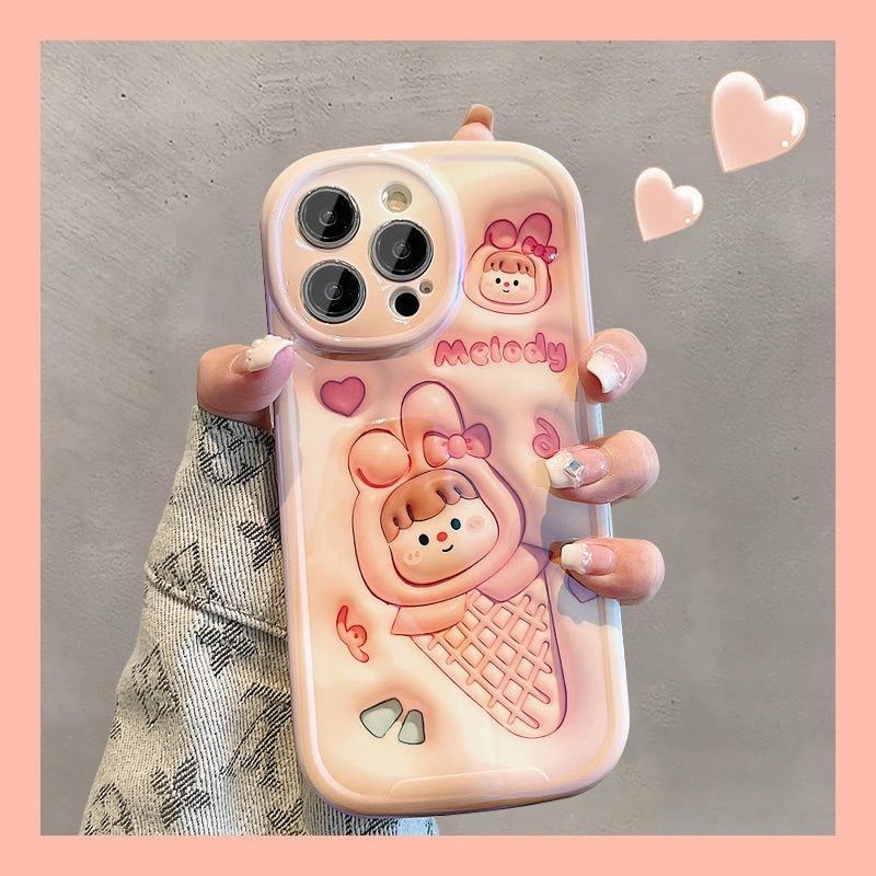 IPHONE Icecream In Two Girls Design Phone Case Kompatibel Dengan Iphone12 13 14 11 Pro Max X Xs Max Xr Zqwsw