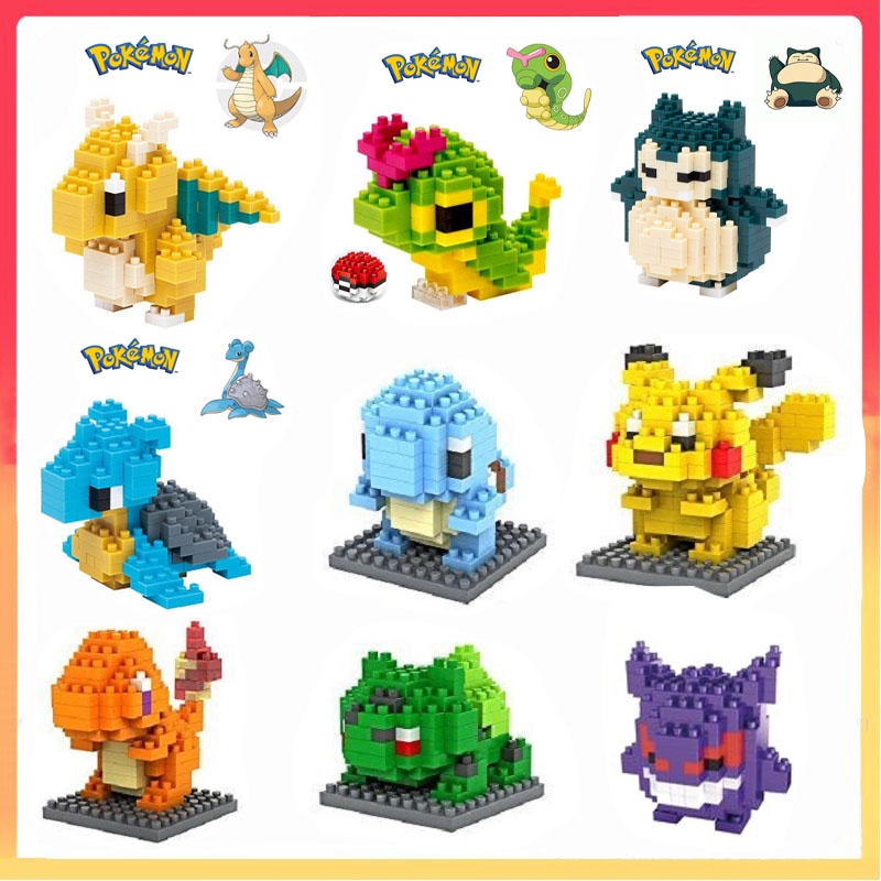 Nano Block Pokemon DIY Figure Model Berlian Mainan Blok Pikachu Potongan Plastik Blok Hadiah