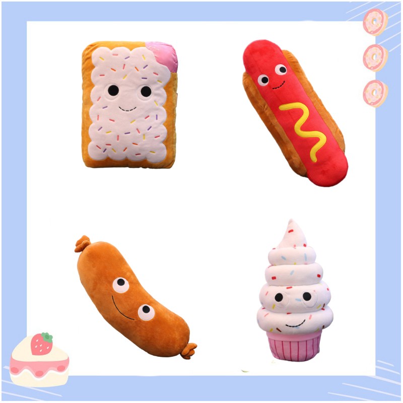 Faux Food Plushies Hamburger Fries Dan Ice Cream Cocok Untuk Playtime