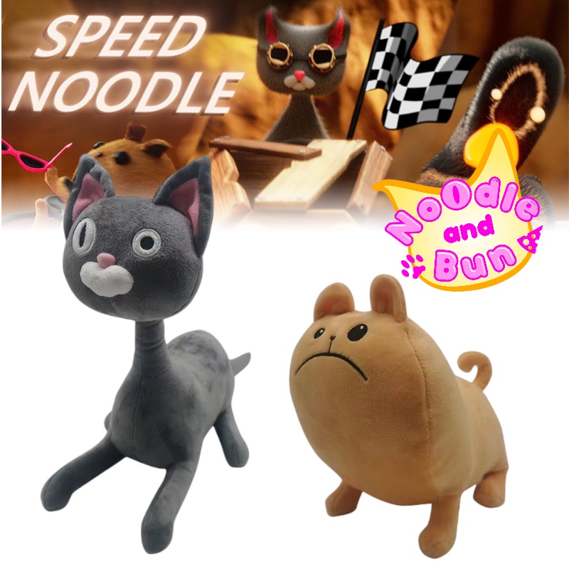 And Soft Fuzzy Noodle and Bun Stuffed Animals- Mainan Mewah Kucing Dan Anjing Anak 7-14 Untuk