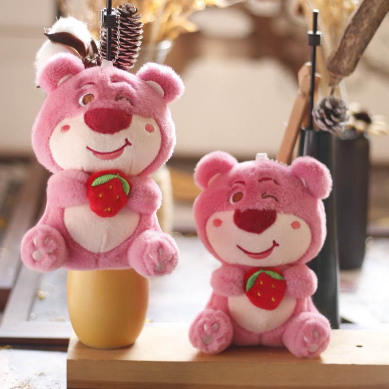 Gantungan Kunci Strawberry Bear Mewah Pendek Menggemaskan Untuk Dan Ransel