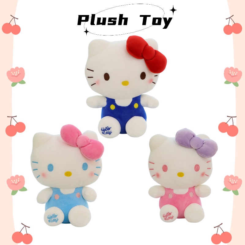 Mainan Mewah Hello Kitty Shang Rong Fang Menggemaskan Desain Kartun Hewan, Bahan Plush Pendek Super Lembut, Bagus Untuk Dekorasi Bermain Dan Kamar Anak, 12inci, Biru Dan Pink