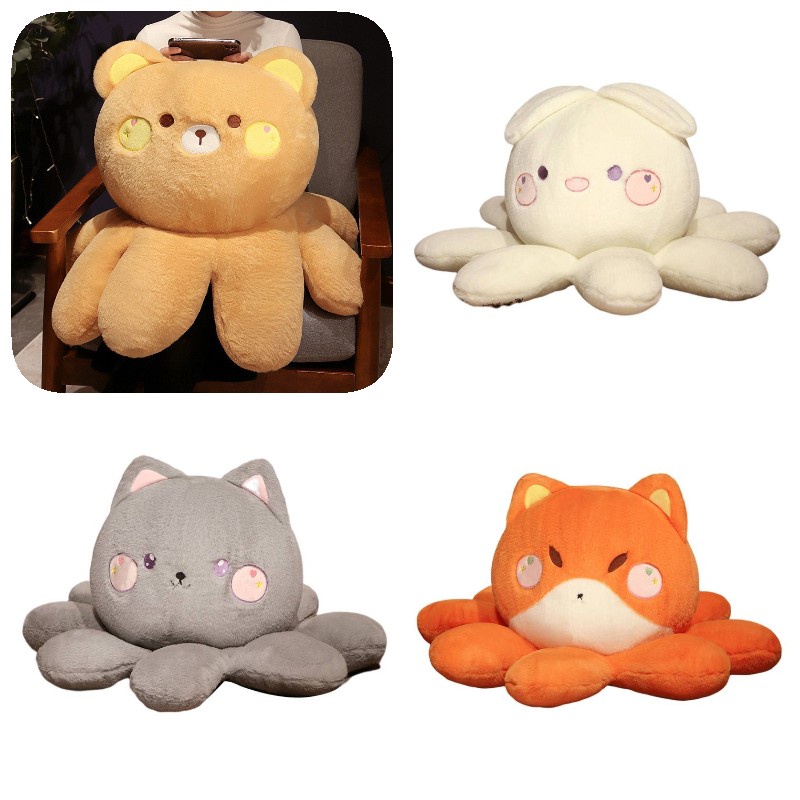 55cm Cute Bunny Animal Octopus 2-in-1 Boneka Plush Bantal Tidur Boneka Mainan Anak Hadiah