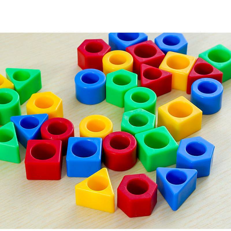 Double Color Matching Geometric Building Block Board Permainan Bentuk Serasi Puzzle