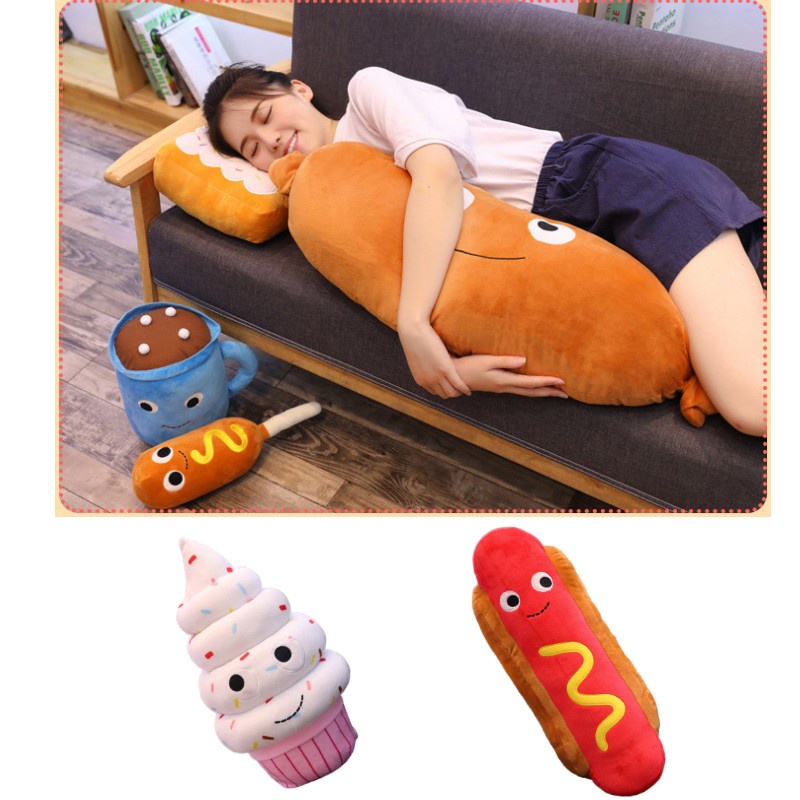 Faux Food Plushies Hamburger Fries Dan Ice Cream Cocok Untuk Playtime