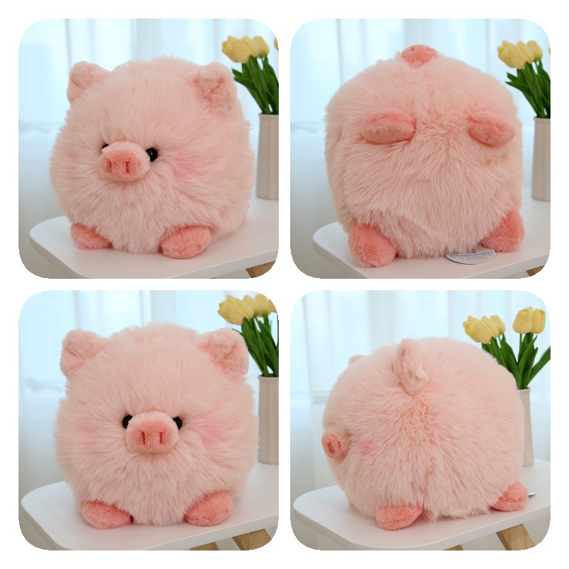 Bantal Piggy Mewah Lucu Mainan Boneka Bentuk Bola Pink Berambut Panjang Untuk Anak