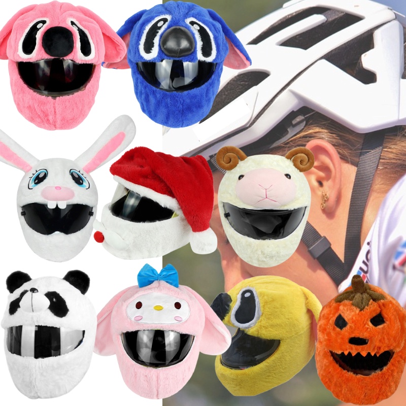 Sarung Helm Moto Halus Dan Lembut Desain Santa Claus Dan Kelinci