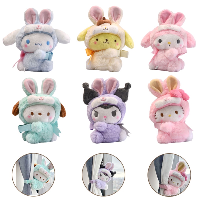 Coelho Mainan Boneka Plushie Kartun Untuk Tirai Jendela Yang Menampilkan Karakter Kuromi My Melody HelloKitty Cinnamoroll Lucu.