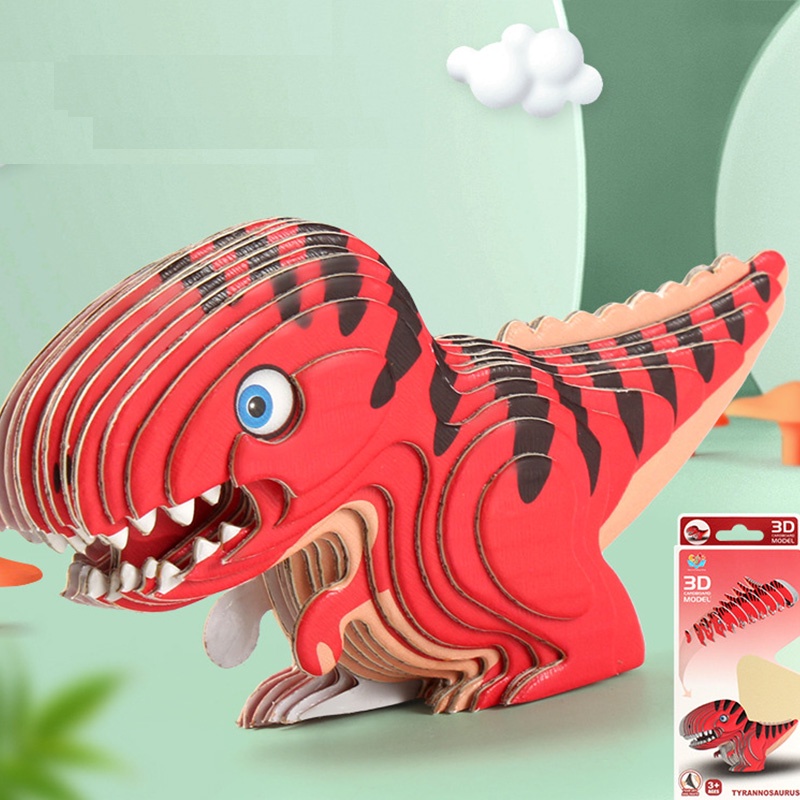 Kertas Dinosaurus Puzzle Develop Rakitan Intelijen Anak Tiga Dimensi