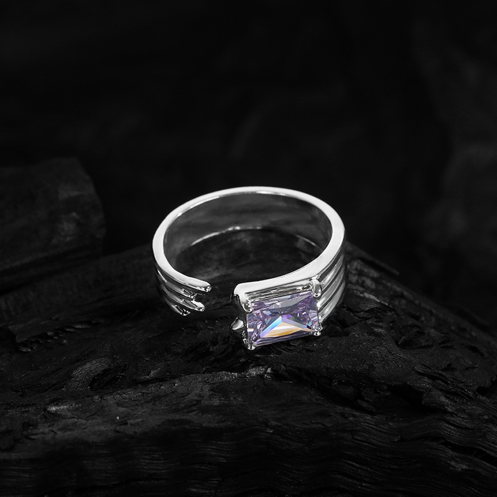 Cincin Zirkon Ungu Aksesoris Pasang Kepribadian Sederhana