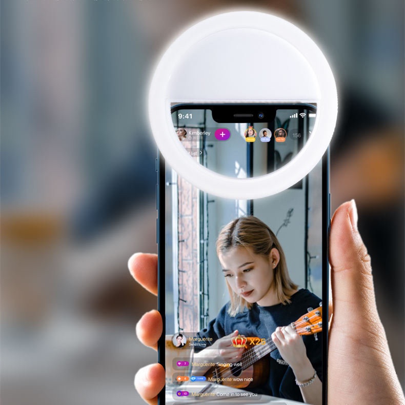 Lampu Isi Ponsel Rechargeable RK12 Bulat LED Selfie Beauty Camera Light Live Beauty Fill Light