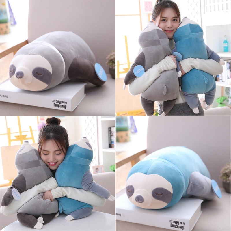 Lembut Dan Cuddly Sloth Stuffed Animal Plush Toy Bantal Pendek Mewah Kain Pp Katun Isian Biru /grey