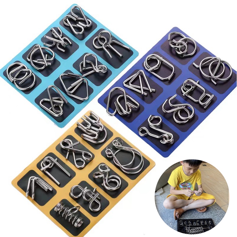 Lu Ban Lock Challenge Nine Linked Rings Puzzle Set, Meningkatkan Kecakapan Kognitif, Delapan Piece Metal Set, Halus Dan Tahan Lama
