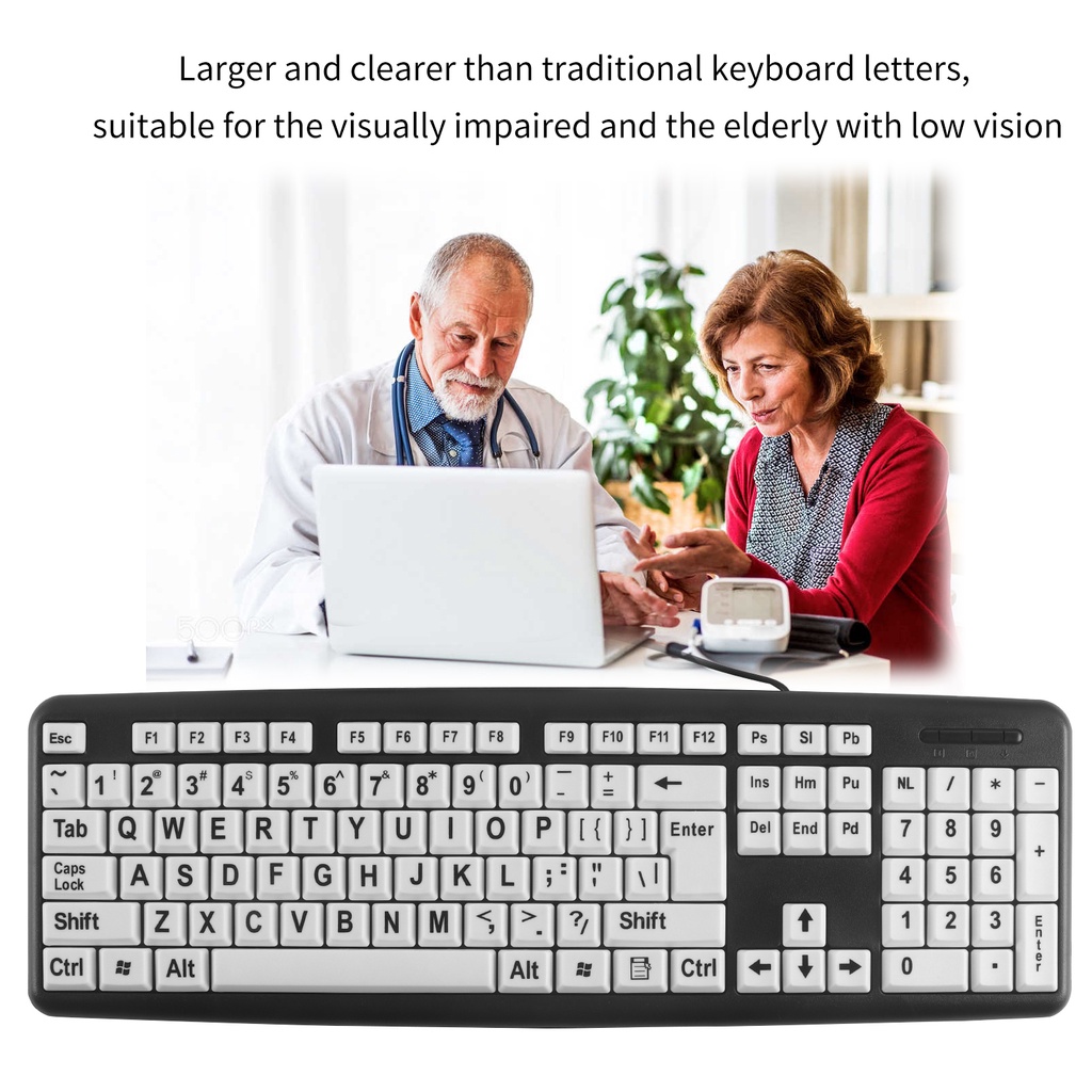 107kunci Keyboard Keyboard Kabel Keyboard Print Besar Keyboard Komputer Keypad Tradisional Font Besar Tebal Untuk Pelajar Lansia Dan Pelajar