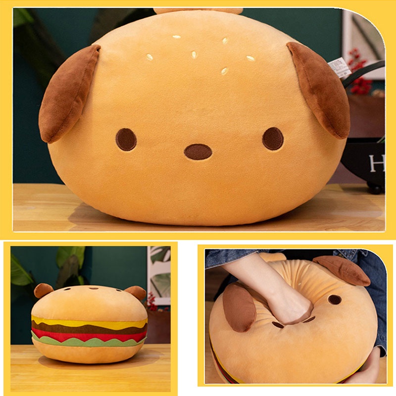 Bantal Tidur Boneka Plush Nap Hamburger Dog Irresistible Untuk Semua Usia