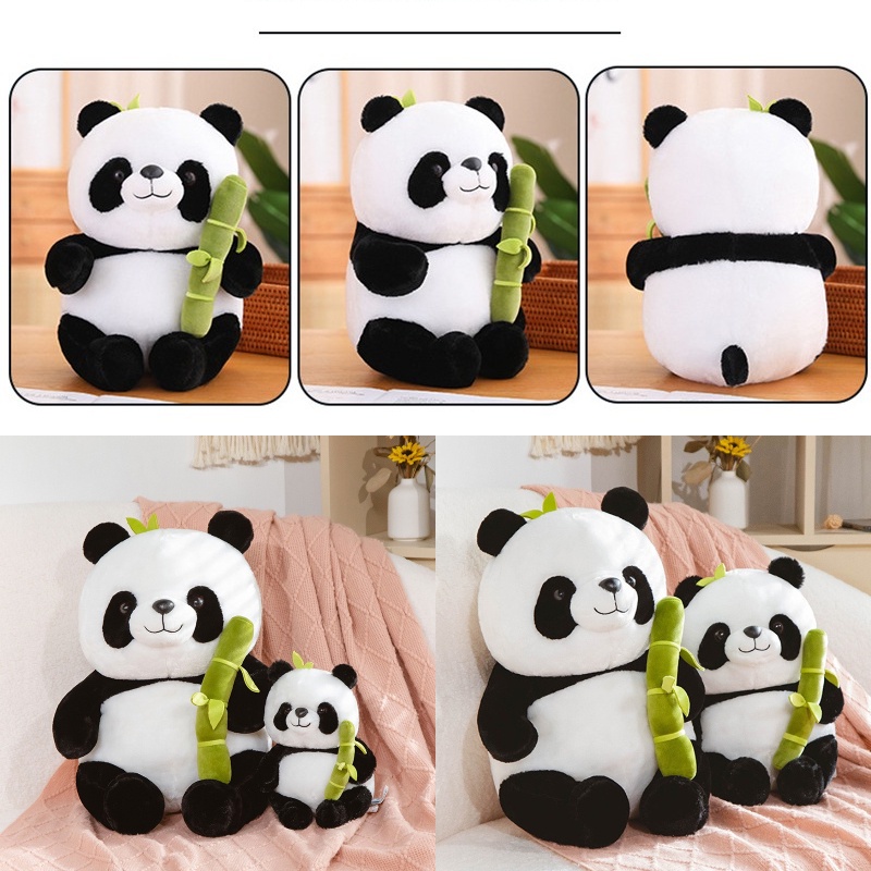 Boneka Binatang Panda Lembut Dan Menggemaskan Dengan Bambu Hadiah Ideal Untuk Semua Usia