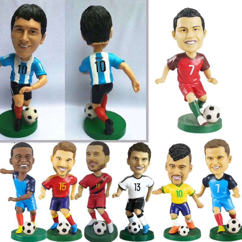 Bobbleheads Pemain Sepak Bola Resin 18cm Trendy Dan Kreatif Untuk Dekorasi Rumah Dan Kantor