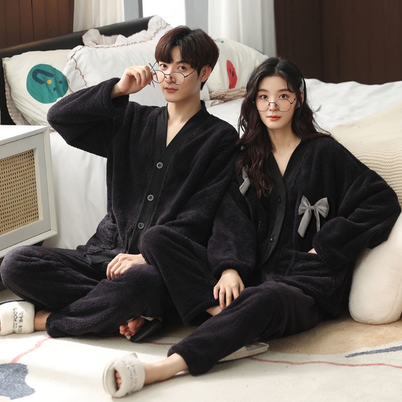 BAJU PIYAMA PRIA BAJU TIDUR PRIA, PIYAMA PRIA Pasangan baju karang tebal untuk wanita di musim gugur