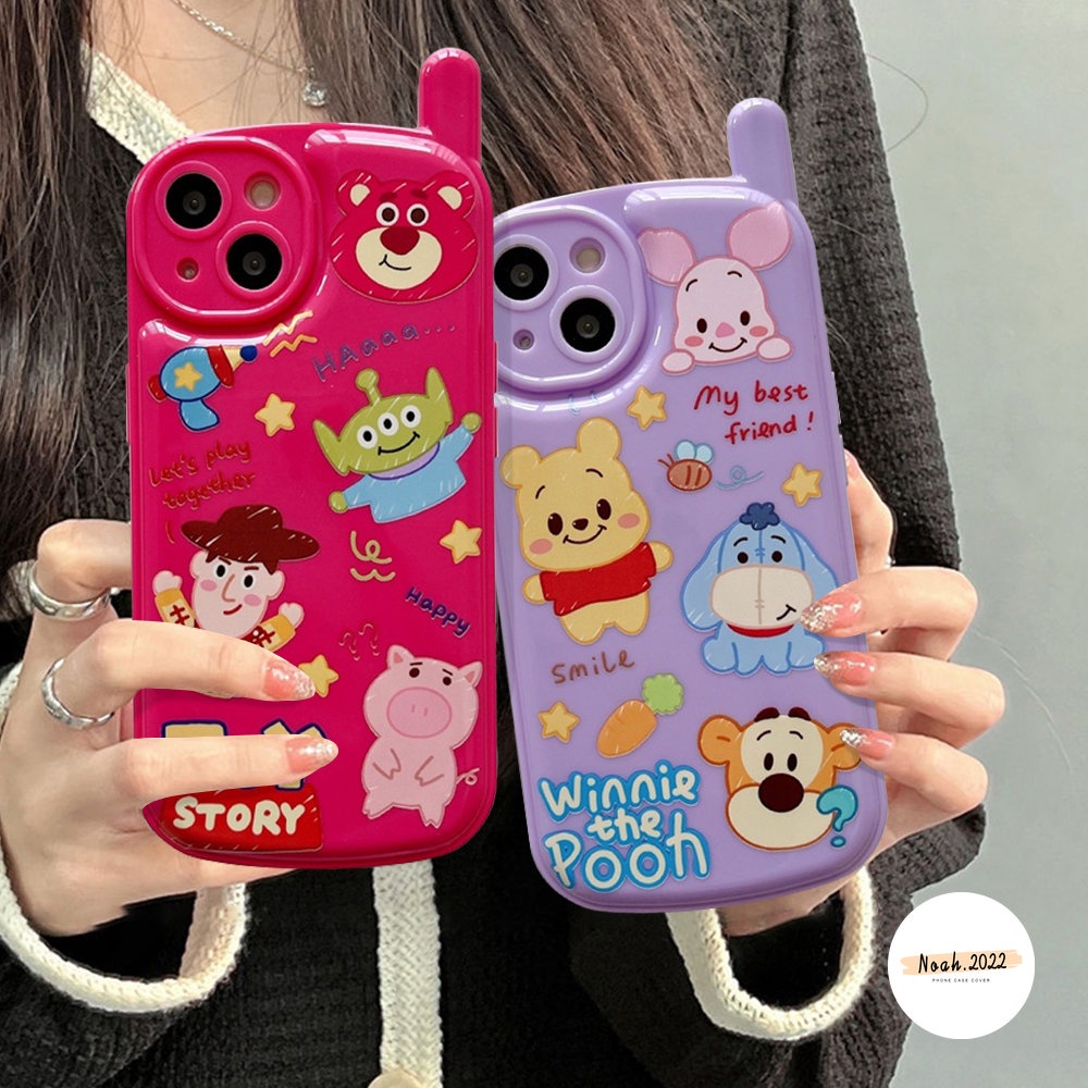 IPHONE Kepribadian Retro Kreatif Bentuk Ponsel Ponsel Soft Cover Kompatibel Untuk Iphone11 Pro Max7 8 Plus XR 14 13 12 Pro MAX X XS MAX Toy Story Winne The Pooh Case