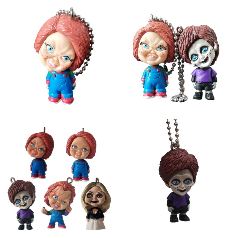 Boneka Gantungan Kunci Chucky Film Lifelike Set 5pcs Patung PVC Posable