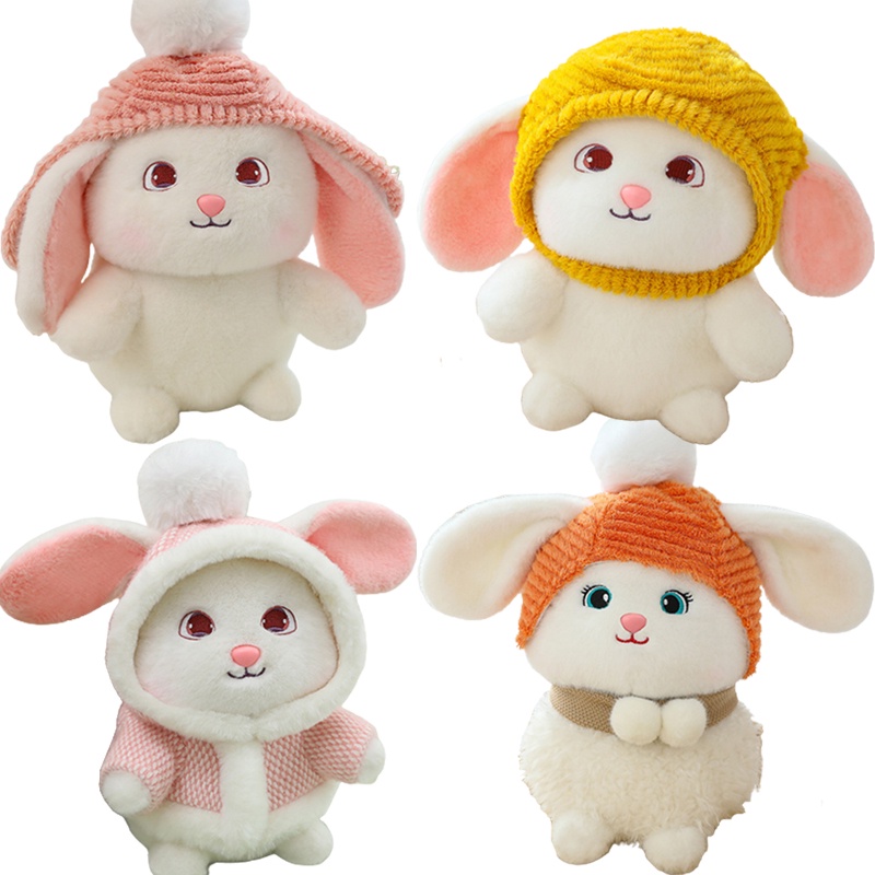 Adorable Rabbit Stuffed Animal Dengan Pilihan Topi Warna-Warni Untuk Anak Perempuan Ide Hadiah Sempurna