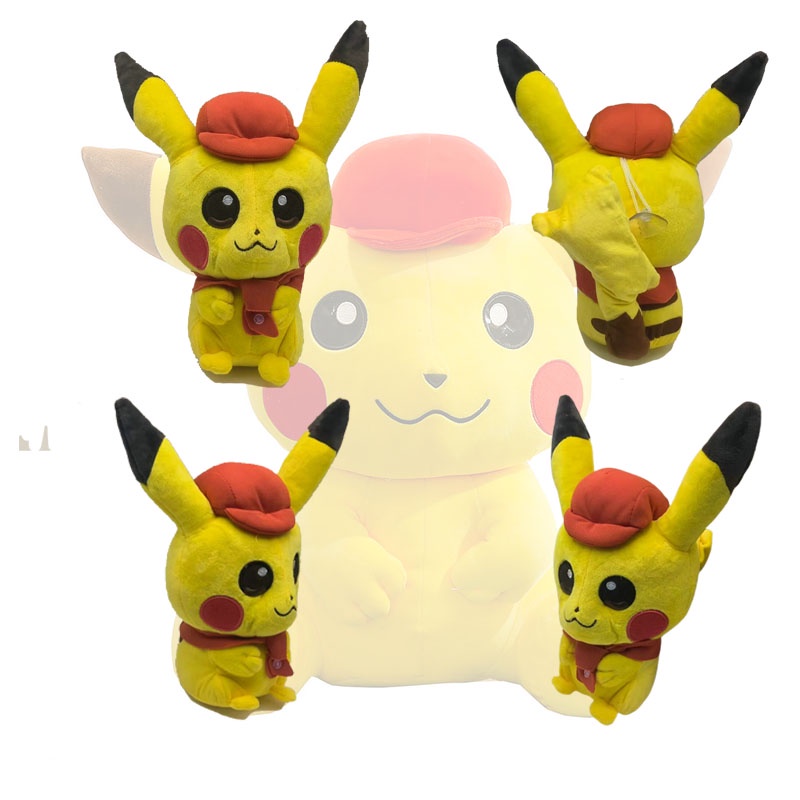 Topi Merah Menggemaskan Pikachu Plushie Ideal Untuk Fans Anime Pokemon, Pendek Mewah