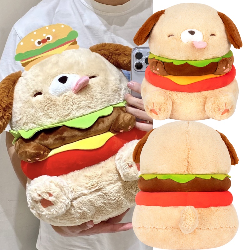 Duo Ai's Hanburger Dog Plushie Lembut Dan Tahan Lama Bagus Untuk Penghilang Stress Dan Peluk Da345