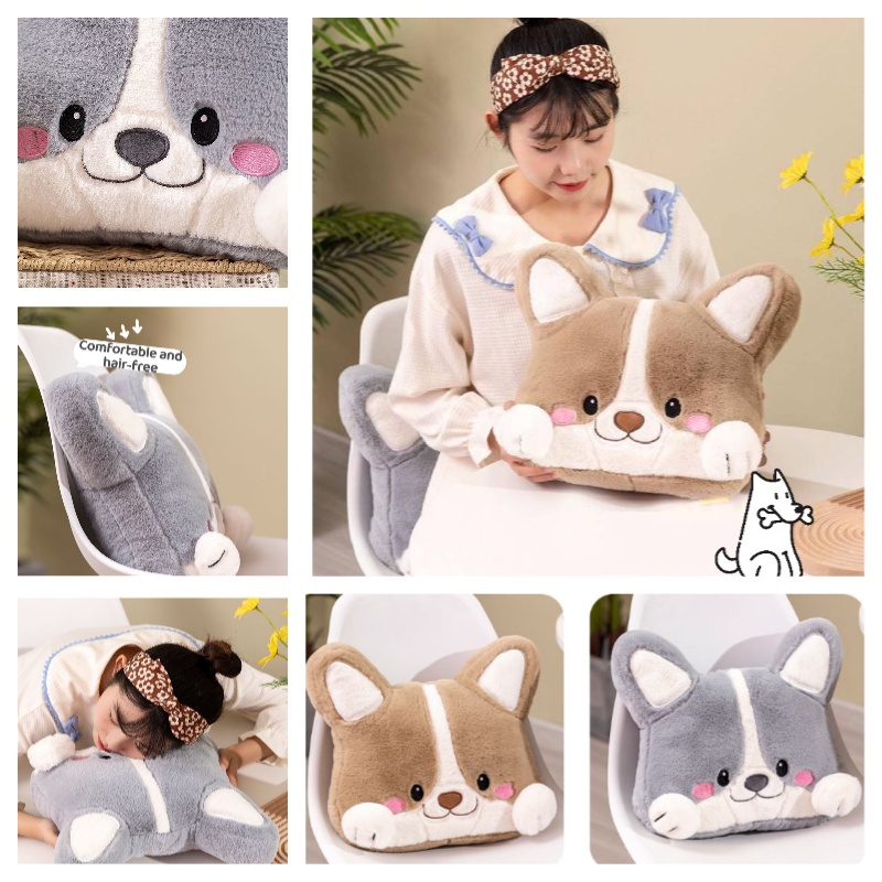 Bantal Boneka Binatang Lovely Husky Dan Shiba Inu, Isian Pp Katun, Mudah Dibawa