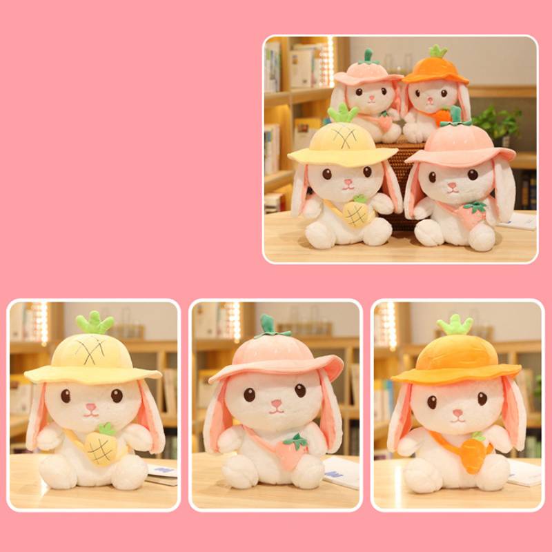 Mainan Plush Kelinci Kelinci Buah Musim Panas Dengan Telinga Panjang Dan Wortel
