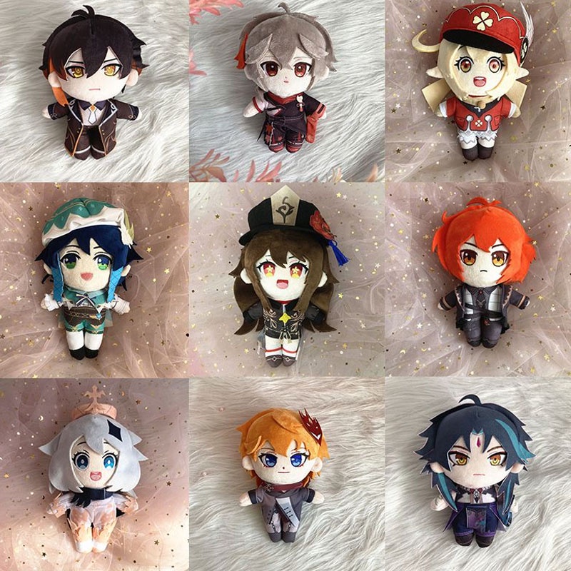 20cm/10cm ZhongLi Xiao Plush Doll Genshin Impact Mainan Mewah Scaramouche Anime Gorou Thoma Yae Miko Plushies Boneka