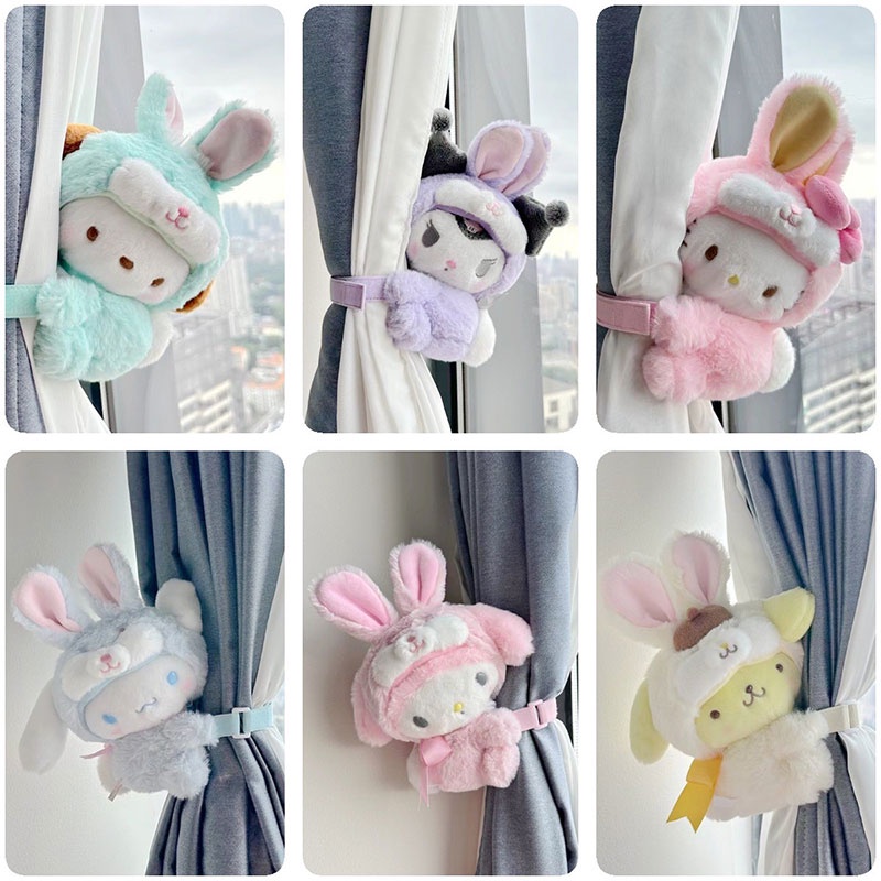 And charming Fun Kuromi My Melody Cinnamoroll HelloKitty Coelho Plushie Jendela Untuk Gorden