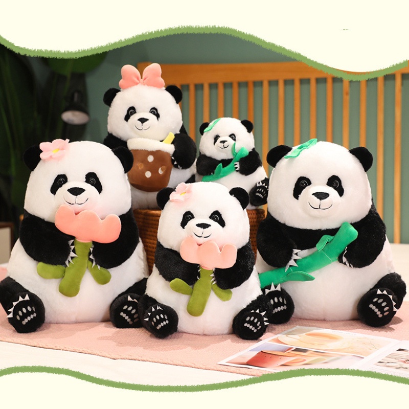 Mainan Lunak Panda Yang Lucu Dan Berbulu Cocok Untuk Gifting Atau Mengumpulkan Tersedia Tiga Ukuran Dan Warna