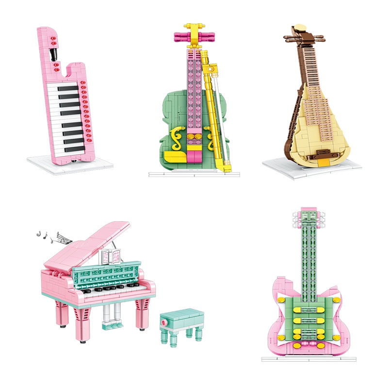 Miniatur Instrumen Model Gitar Piano Violin Keyboard Pipa