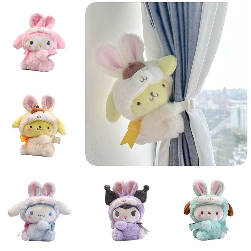 And charming Fun Kuromi My Melody Cinnamoroll HelloKitty Coelho Plushie Jendela Untuk Gorden