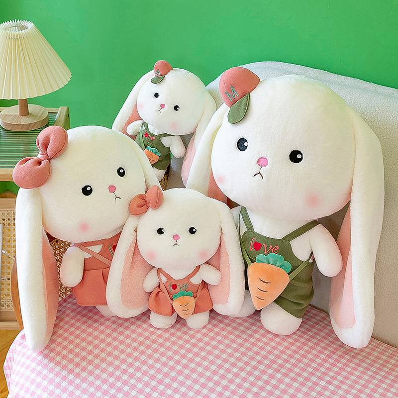 Mainan Plush Kelinci Pasangan Wortel Hijau Dan Pink Untuk Anak