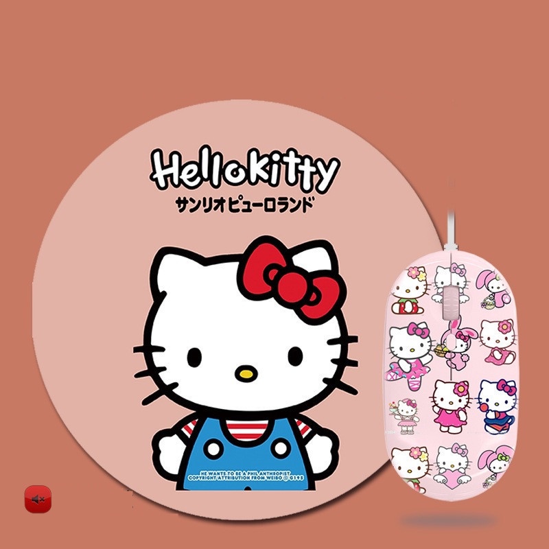 Wired Mouse and Mouse Pad Pink Hello Kitty Alas Mouse Dan Mouse Putih Hello Kitty Mouse and Mouse Pad Alas Mouse Dan Mouse Kartun Lucu