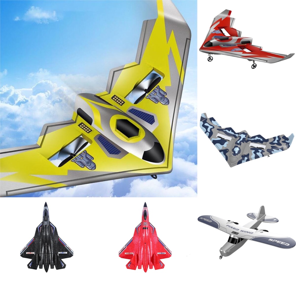 Mainan Jet Tempur Remote Control EPP Bahan Busa Lampu LED Controller Handheld