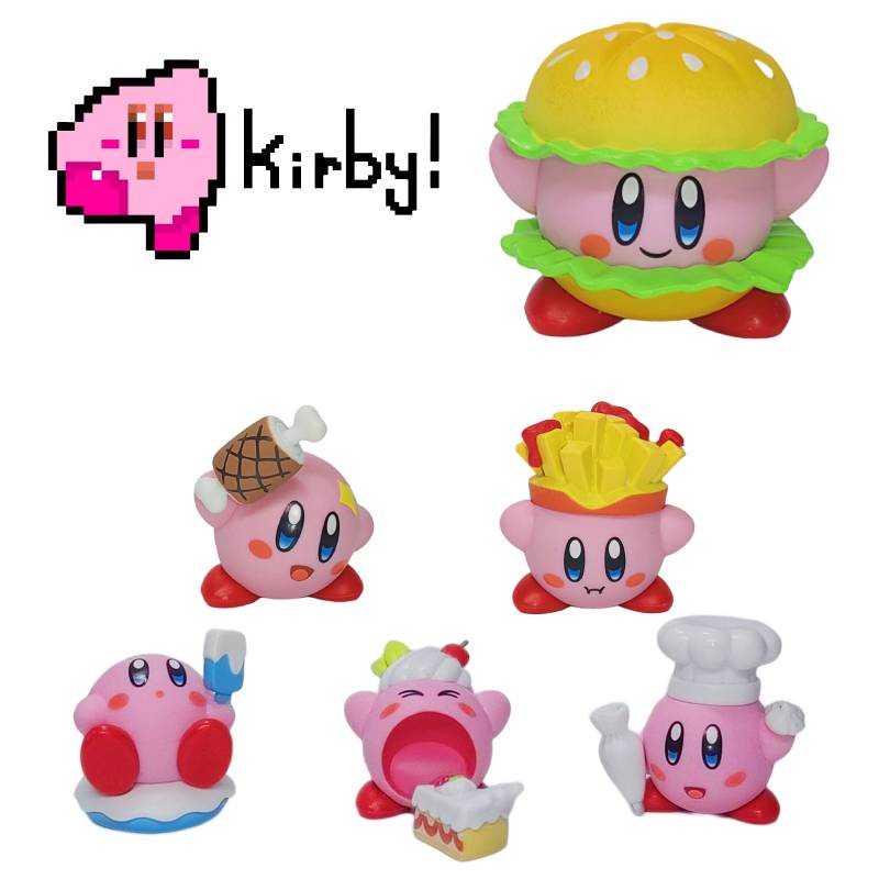 Kirby French Fries Burger Cake Series Pvc Handmade Koleksi Set Isi 6pcs Patung Menggemaskan Untuk Fans