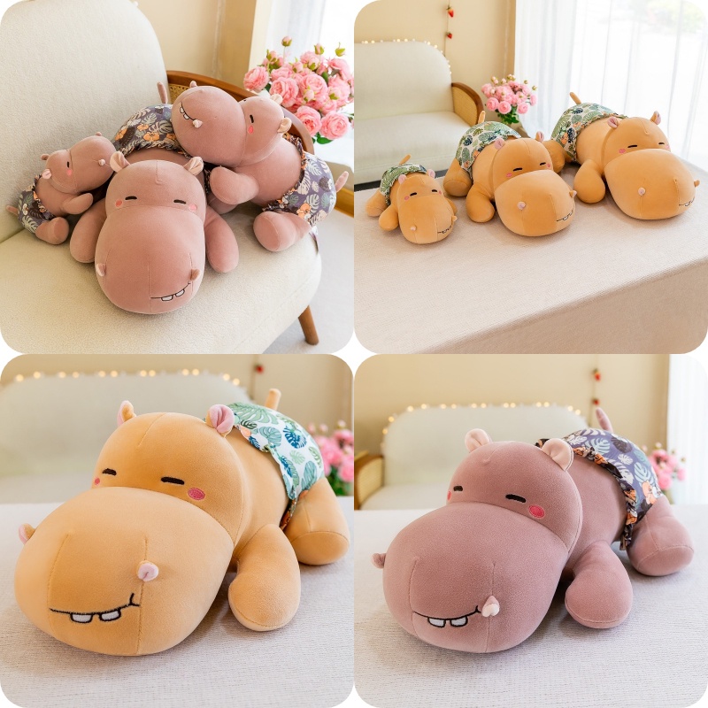 Fluffy Hippopotamus Plushie, Cocok Untuk Nap Time, Berkualitas Dan Tahan Lama, 55cm