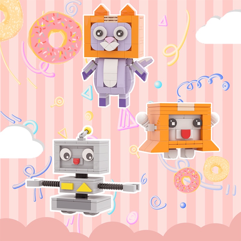 Lankybot Bata Bangunan Anak Tiga Kucing Robot Compatible Set