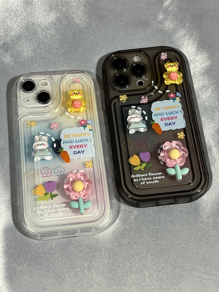 IPHONE Bingkai Bantal Udara Boneka Beruang Bunga Desain Transparan Casing Ponsel Kompatibel Dengan Iphone12 13 14 11 Pro Max X Xs Max Xr Vfdrf