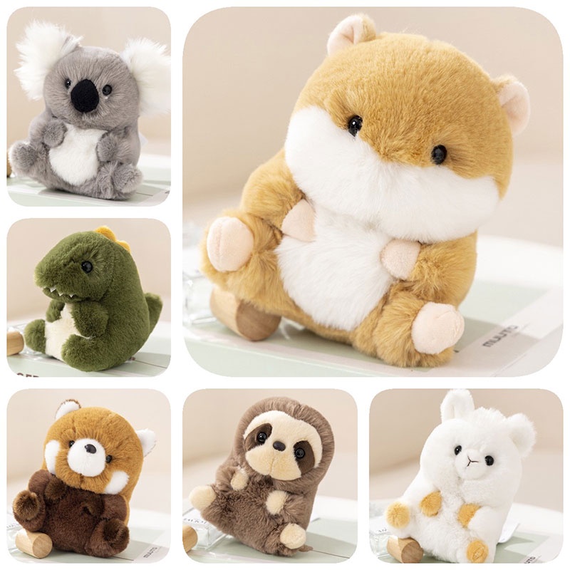 Plushies Bentuk Hewan Panda, Koala, Sloth, Hamster, Alpaka, Dinosaurus, Terbuat Dari Kain Plush Pendek Dan Isi Katun Pp, Bagus Untuk Dekorasi Kamar Anak